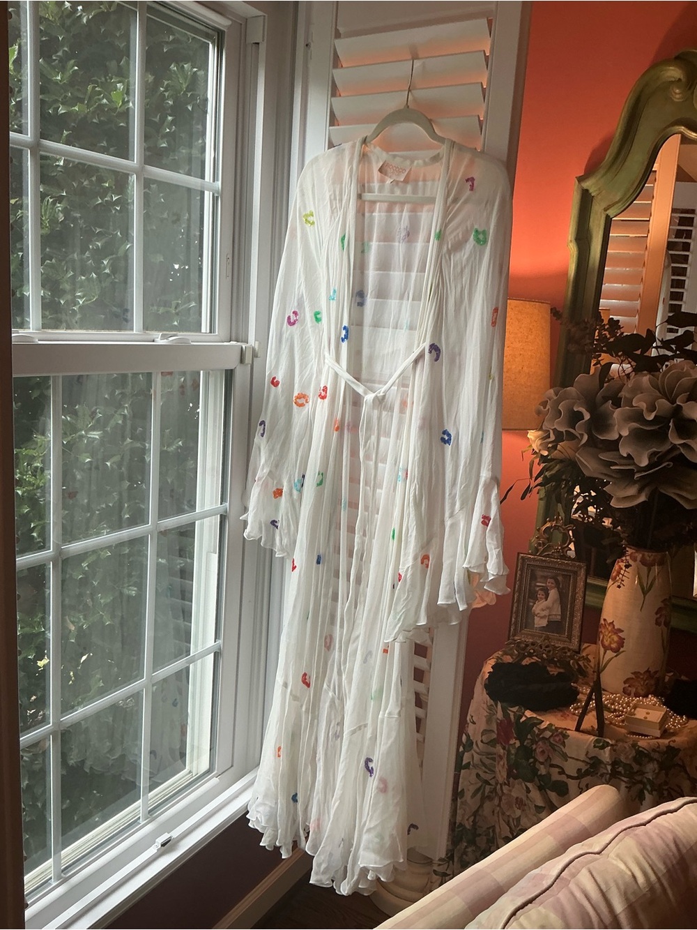 FINAL MARK ROCOCO SAND CREPE EMBELLISHED ROBE. Size S Worn Once